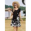 ZEAGOO Womens Summer A-Line Dress with Pockets Mini Short Sleeve Dresses Flowy Beach Swing Dress 2026 Vacation Travel(Black Flowers)