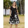 ZEAGOO Womens Summer A-Line Dress with Pockets Mini Short Sleeve Dresses Flowy Beach Swing Dress 2026 Vacation Travel(Black Flowers)