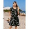 ZEAGOO Womens Summer A-Line Dress with Pockets Mini Short Sleeve Dresses Flowy Beach Swing Dress 2026 Vacation Travel(Black Print)