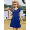 ZEAGOO Womens Summer A-Line Dress with Pockets Mini Short Sleeve Dresses Flowy Beach Swing Dress 2026 Vacation Travel(Blue)