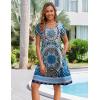 ZEAGOO Womens Summer A-Line Dress with Pockets Mini Short Sleeve Dresses Flowy Beach Swing Dress 2026 Vacation Travel(Mz759)