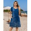 ZEAGOO Womens Summer A-Line Dress with Pockets Mini Short Sleeve Dresses Flowy Beach Swing Dress 2026 Vacation Travel(Mz845)