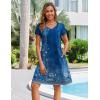 ZEAGOO Womens Summer A-Line Dress with Pockets Mini Short Sleeve Dresses Flowy Beach Swing Dress 2026 Vacation Travel(Mz845)