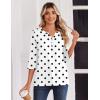 Zeagoo 3/4 Length Sleeve Womens Tops Casual Dressy Summer Blouses Buisness Work Spring Tee Shirts(Black White Polka Dots)
