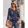 Zeagoo 3/4 Length Sleeve Womens Tops Casual Dressy Summer Blouses Buisness Work Spring Tee Shirts(Floral Navy)