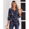 Zeagoo 3/4 Length Sleeve Womens Tops Casual Dressy Summer Blouses Buisness Work Spring Tee Shirts(Floral Navy)