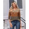 Zeagoo 3/4 Length Sleeve Womens Tops Casual Dressy Summer Blouses Buisness Work Spring Tee Shirts(Geometric 398)