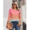 Zeagoo 3/4 Length Sleeve Womens Tops Casual Dressy Summer Blouses Buisness Work Spring Tee Shirts(Gradient Pink)