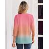 Zeagoo 3/4 Length Sleeve Womens Tops Casual Dressy Summer Blouses Buisness Work Spring Tee Shirts(Gradient Pink)