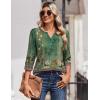 Zeagoo 3/4 Length Sleeve Womens Tops Casual Dressy Summer Blouses Buisness Work Spring Tee Shirts(Green Floral)