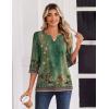 Zeagoo 3/4 Length Sleeve Womens Tops Casual Dressy Summer Blouses Buisness Work Spring Tee Shirts(Green Floral)