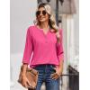 Zeagoo 3/4 Length Sleeve Womens Tops Casual Dressy Summer Blouses Buisness Work Spring Tee Shirts(Hot Pink)