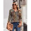 Zeagoo 3/4 Length Sleeve Womens Tops Casual Dressy Summer Blouses Buisness Work Spring Tee Shirts(Multicolor 721)