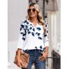 Zeagoo 3/4 Length Sleeve Womens Tops Casual Dressy Summer Blouses Buisness Work Spring Tee Shirts(Navy Floral)