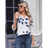 Zeagoo 3/4 Length Sleeve Womens Tops Casual Dressy Summer Blouses Buisness Work Spring Tee Shirts(Navy Floral)