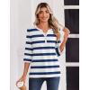 Zeagoo 3/4 Length Sleeve Womens Tops Casual Dressy Summer Blouses Buisness Work Spring Tee Shirts(Navy Stripes)