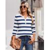 Zeagoo 3/4 Length Sleeve Womens Tops Casual Dressy Summer Blouses Buisness Work Spring Tee Shirts(Navy Stripes)