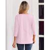 Zeagoo 3/4 Length Sleeve Womens Tops Casual Dressy Summer Blouses Buisness Work Spring Tee Shirts(Pink Stripes)
