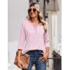 Zeagoo 3/4 Length Sleeve Womens Tops Casual Dressy Summer Blouses Buisness Work Spring Tee Shirts(Pink Stripes)