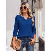 Zeagoo 3/4 Length Sleeve Womens Tops Casual Dressy Summer Blouses Buisness Work Spring Tee Shirts(Printed Navy)