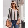 Zeagoo 3/4 Length Sleeve Womens Tops Casual Dressy Summer Blouses Buisness Work Spring Tee Shirts(Stripes Multicolor)