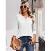 Zeagoo 3/4 Length Sleeve Womens Tops Casual Dressy Summer Blouses Buisness Work Spring Tee Shirts(White)