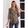 Zeagoo 3/4 Length Sleeve Womens Tops Casual Dressy Summer Blouses Buisness Work Spring Tee Shirts(White Floral)