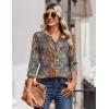 Zeagoo 3/4 Length Sleeve Womens Tops Casual Dressy Summer Blouses Buisness Work Spring Tee Shirts(White Floral)