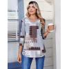 Zeagoo 3/4 Length Sleeve Womens Tops Casual V Neck Pleated Top Boho Floral Blouses Work Shirts(Blue Brown 609)