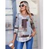 Zeagoo 3/4 Length Sleeve Womens Tops Casual V Neck Pleated Top Boho Floral Blouses Work Shirts(Blue Brown 609)