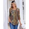 Zeagoo 3/4 Length Sleeve Womens Tops Casual V Neck Pleated Top Boho Floral Blouses Work Shirts(Boho Mz721)