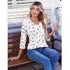 Zeagoo 3/4 Length Sleeve Womens Tops Casual V Neck Pleated Top Boho Floral Blouses Work Shirts(Feather White 170)