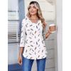 Zeagoo 3/4 Length Sleeve Womens Tops Casual V Neck Pleated Top Boho Floral Blouses Work Shirts(Feather White 170)