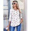 Zeagoo 3/4 Length Sleeve Womens Tops Casual V Neck Pleated Top Boho Floral Blouses Work Shirts(Feather White 170)