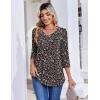 Zeagoo 3/4 Length Sleeve Womens Tops Casual V Neck Pleated Top Boho Floral Blouses Work Shirts(Floral Black)
