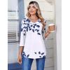 Zeagoo 3/4 Length Sleeve Womens Tops Casual V Neck Pleated Top Boho Floral Blouses Work Shirts(Leaf White)