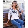 Zeagoo 3/4 Length Sleeve Womens Tops Casual V Neck Pleated Top Boho Floral Blouses Work Shirts(Leaf White)