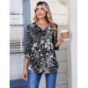 Zeagoo 3/4 Length Sleeve Womens Tops Casual V Neck Pleated Top Boho Floral Blouses Work Shirts(Multicolor 273)