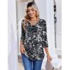 Zeagoo 3/4 Length Sleeve Womens Tops Casual V Neck Pleated Top Boho Floral Blouses Work Shirts(Multicolor 273)