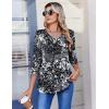 Zeagoo 3/4 Length Sleeve Womens Tops Casual V Neck Pleated Top Boho Floral Blouses Work Shirts(Multicolor 273)