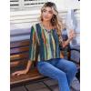 Zeagoo 3/4 Length Sleeve Womens Tops Casual V Neck Pleated Top Boho Floral Blouses Work Shirts(Multicolor 289)