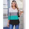 Zeagoo 3/4 Length Sleeve Womens Tops Casual V Neck Pleated Top Boho Floral Blouses Work Shirts(Striped 595)