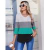 Zeagoo 3/4 Length Sleeve Womens Tops Casual V Neck Pleated Top Boho Floral Blouses Work Shirts(Striped 595)