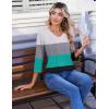 Zeagoo 3/4 Length Sleeve Womens Tops Casual V Neck Pleated Top Boho Floral Blouses Work Shirts(Striped 595)