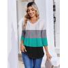Zeagoo 3/4 Length Sleeve Womens Tops Casual V Neck Pleated Top Boho Floral Blouses Work Shirts(Striped 595)