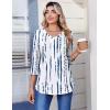 Zeagoo 3/4 Length Sleeve Womens Tops Casual V Neck Pleated Top Boho Floral Blouses Work Shirts(White Blue)