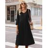 Zeagoo 3/4 Sleeve Women’s Dress Casual Midi Tshirt Dresses with Pockets Empire Waist Summer Semi-Formal Boho Beach Sundress(01 Solid Black)