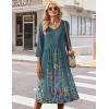 Zeagoo 3/4 Sleeve Women’s Dress Casual Midi Tshirt Dresses with Pockets Empire Waist Summer Semi-Formal Boho Beach Sundress(Green Grey)