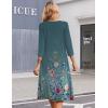 Zeagoo 3/4 Sleeve Women’s Dress Casual Midi Tshirt Dresses with Pockets Empire Waist Summer Semi-Formal Boho Beach Sundress(Green Grey)