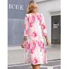 Zeagoo 3/4 Sleeve Women’s Dress Casual Midi Tshirt Dresses with Pockets Empire Waist Summer Semi-Formal Boho Beach Sundress(Pink)